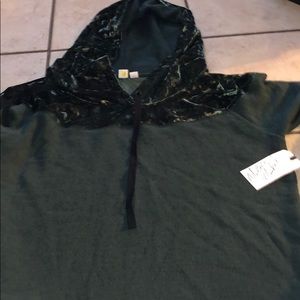 Dark Green with Velvet trim hoodie